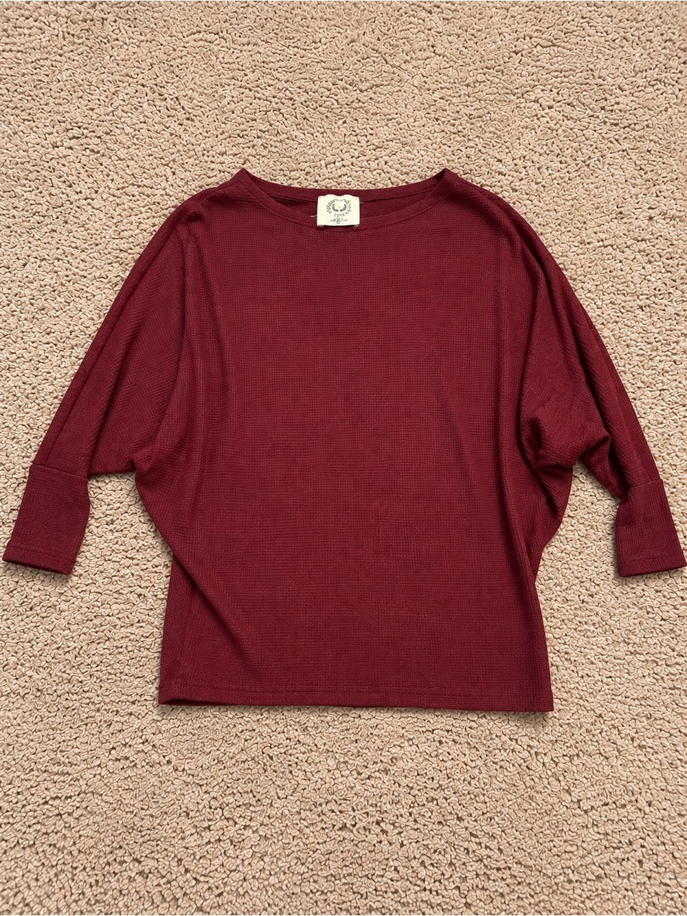 Fantastic Fawn Deep Wine Batwing Long Sleeve Top